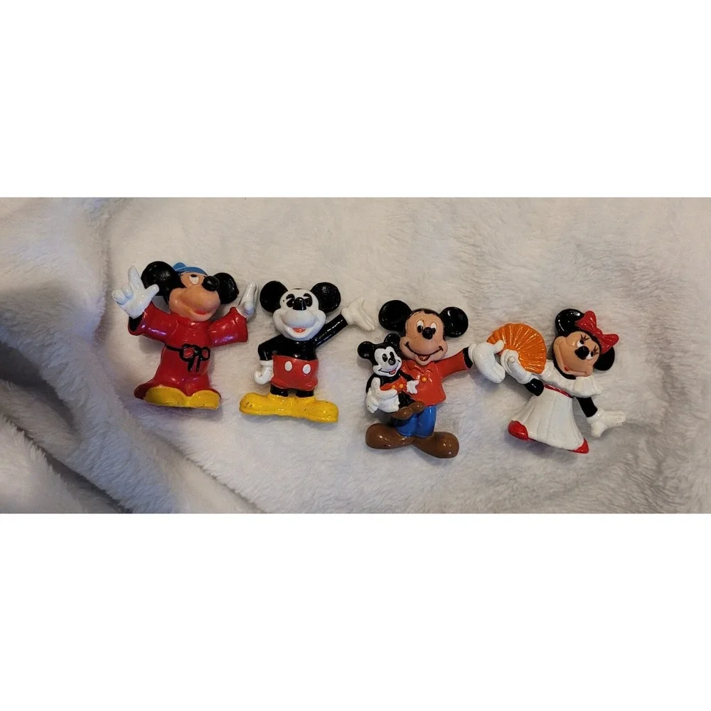 Set of 4 Walt Disney Mickey and Minnie Figurines Rubber/Plastic